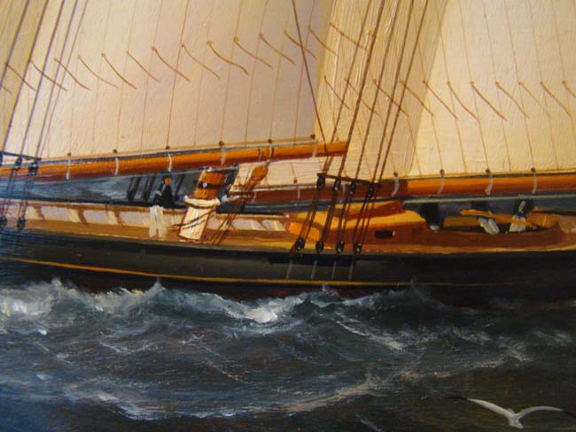 "Racing Trials off Oak Bluffs," an original oil painting by William R. Davis — image 4
